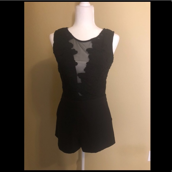 fab'rik Pants - Fabrik Black Lace Sheer Romper